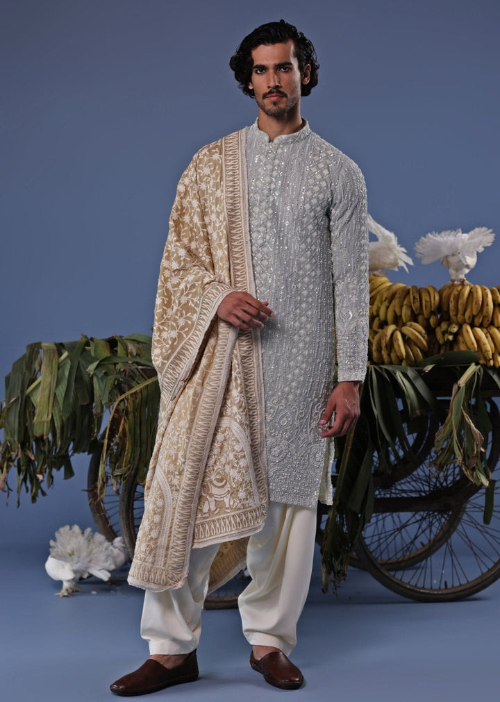 Blue Thread Embroidered Kurta Patiala Pant Set Kalpraag - Fabilicious Fashion