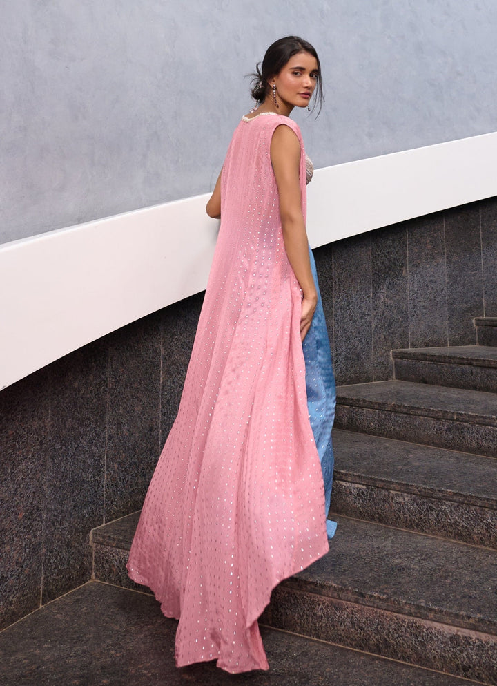 Blueish Grey Georgette Pant Jacket set Chamee and Palak - Fabilicious Fashion