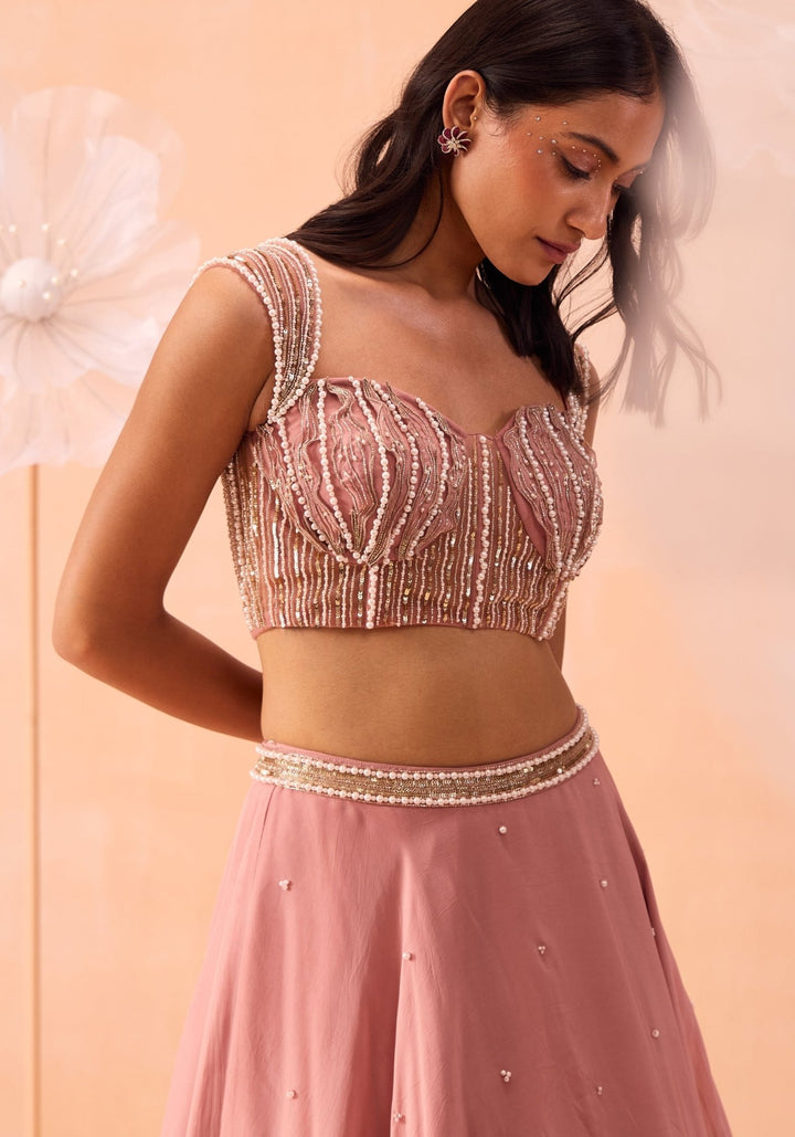 Blush Pink Embellished Lehenga Set Parul Gandhi - Fabilicious Fashion
