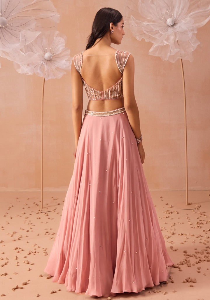 Blush Pink Embellished Lehenga Set Parul Gandhi - Fabilicious Fashion