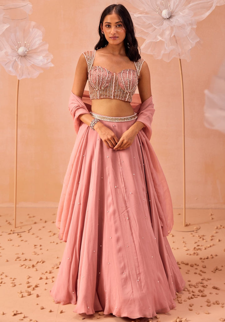 Blush Pink Embellished Lehenga Set Parul Gandhi - Fabilicious Fashion