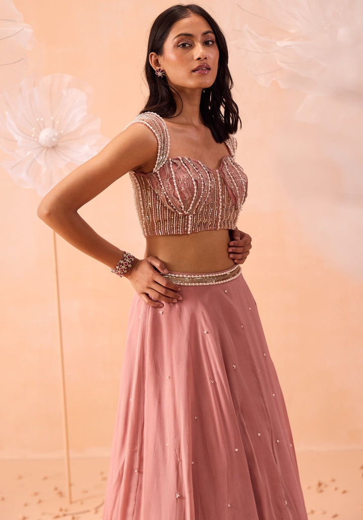 Blush Pink Embellished Lehenga Set Parul Gandhi - Fabilicious Fashion