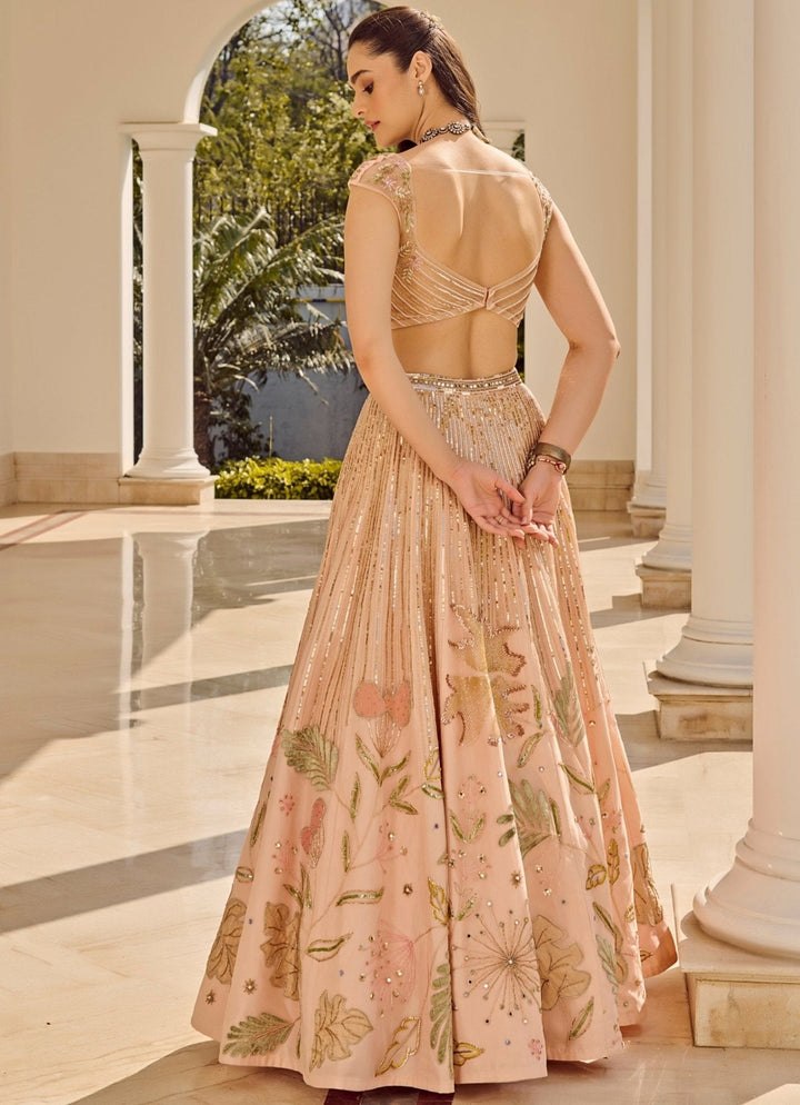 Blush Pink Embroidered Corset Lehenga Set Parul Gandhi - Fabilicious Fashion
