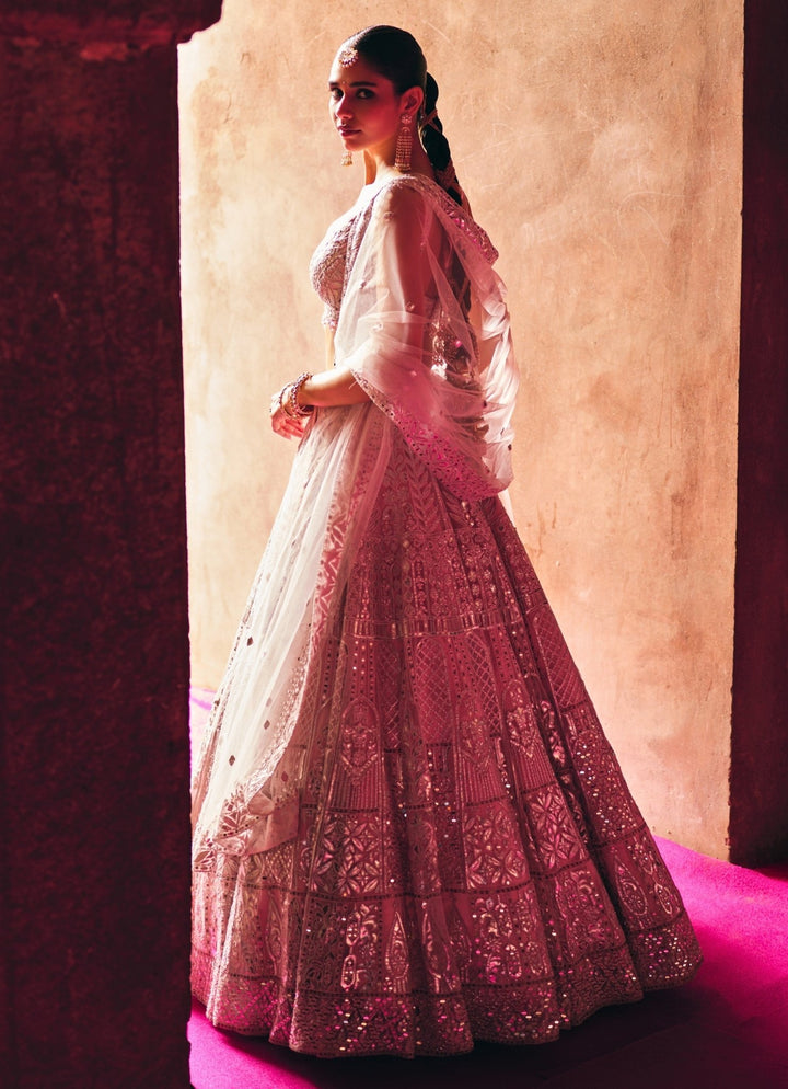 Blush Pink Organza Lehenga Set Angad Singh - Fabilicious Fashion
