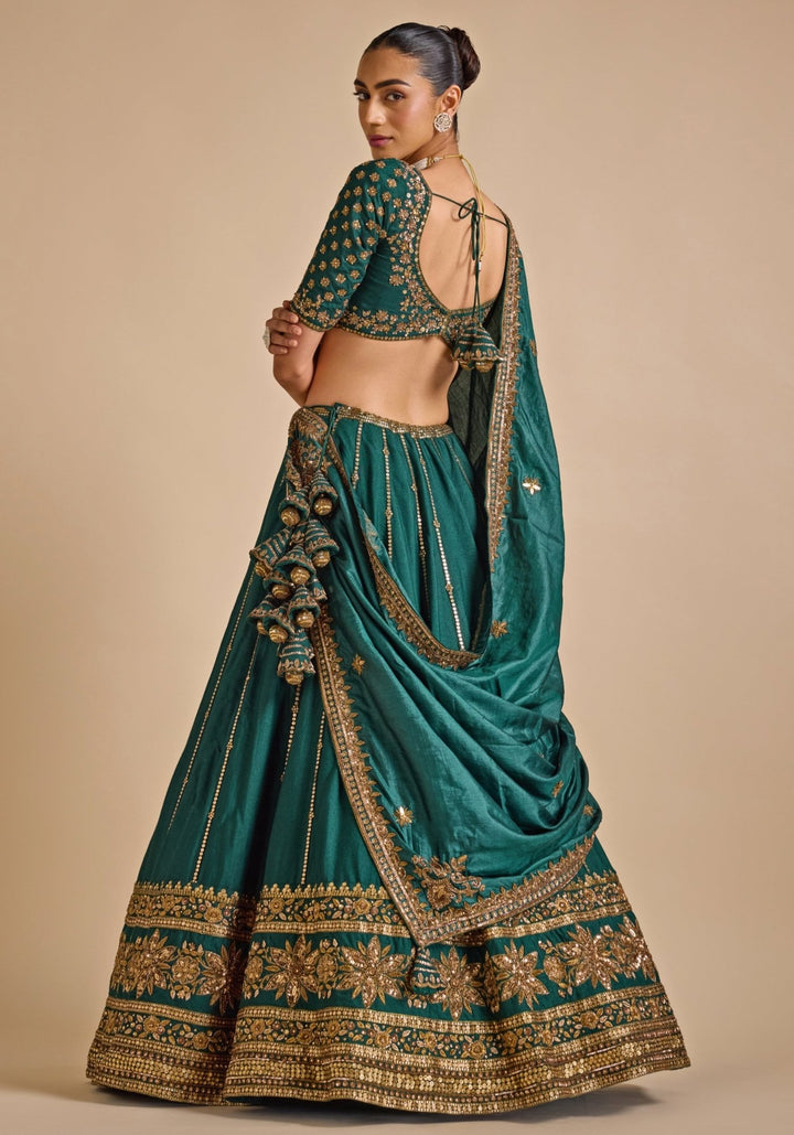 Bottle Green Lehenga set Prevasu - Fabilicious Fashion
