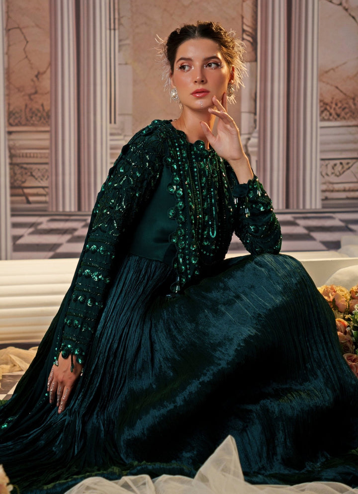 Bottle Green Sequin Embroidered Anarkali Nidhika Shekhar - Fabilicious Fashion