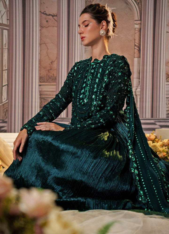 Bottle Green Sequin Embroidered Anarkali Nidhika Shekhar - Fabilicious Fashion