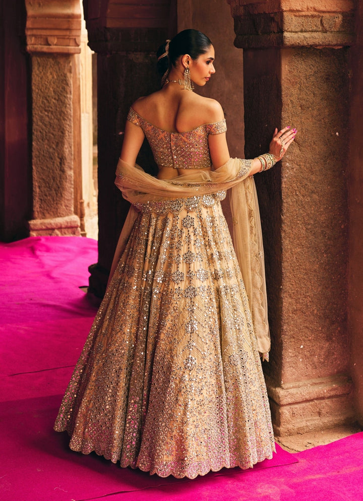 Champagne Gold Organza Lehenga Set Angad Singh - Fabilicious Fashion