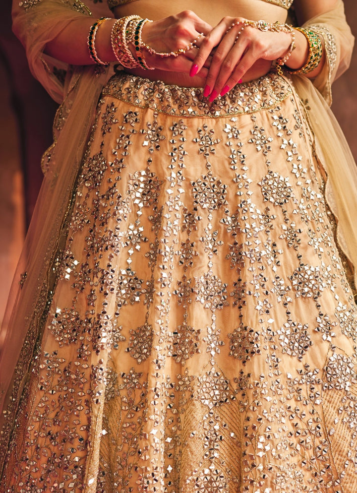 Champagne Gold Organza Lehenga Set Angad Singh - Fabilicious Fashion