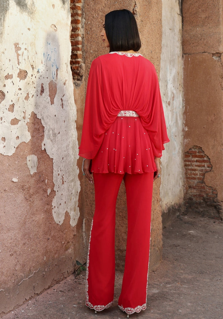 Coral Pink Co-Ord Set Seema Thukral - Fabilicious Fashion