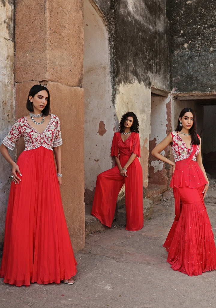 Coral Pink Jumpsuit Seema Thukral - Fabilicious Fashion