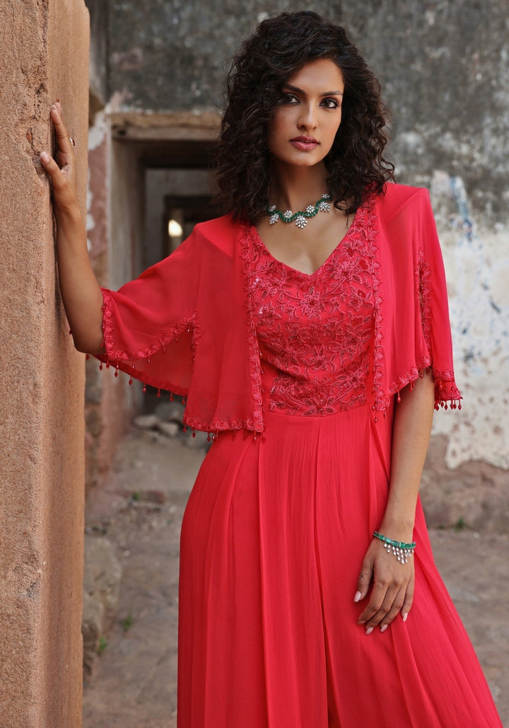 Coral Pink Jumpsuit Seema Thukral - Fabilicious Fashion
