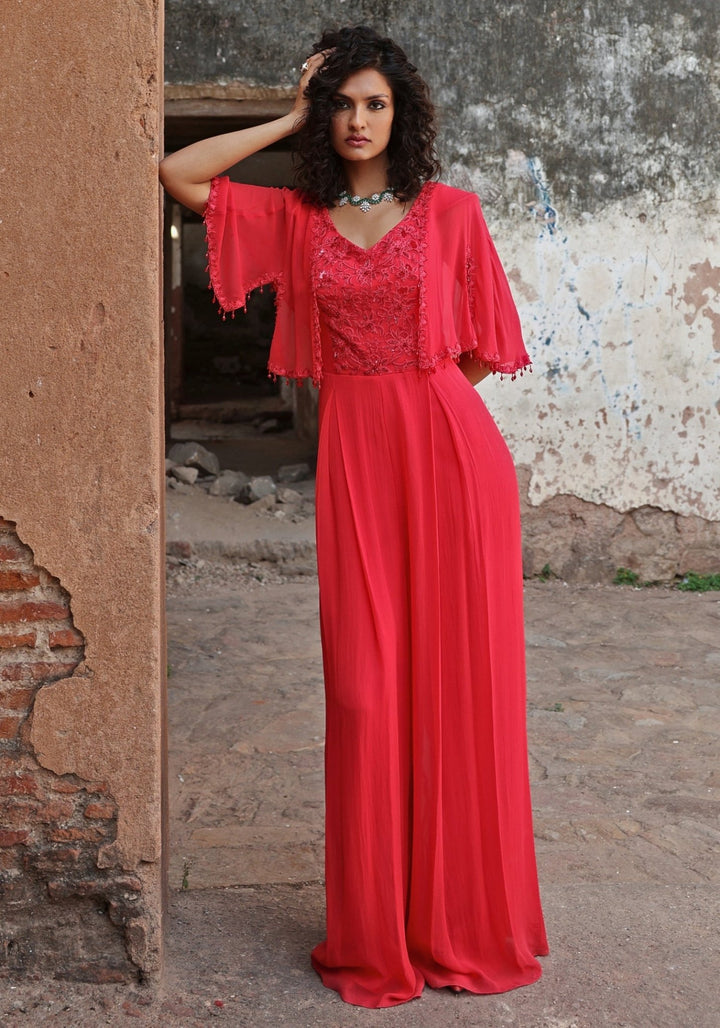 Coral Pink Jumpsuit Seema Thukral - Fabilicious Fashion