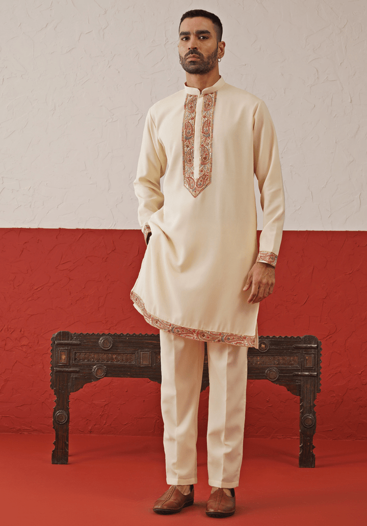 Cream Georgette Kurta Set Kalpraag - Fabilicious Fashion