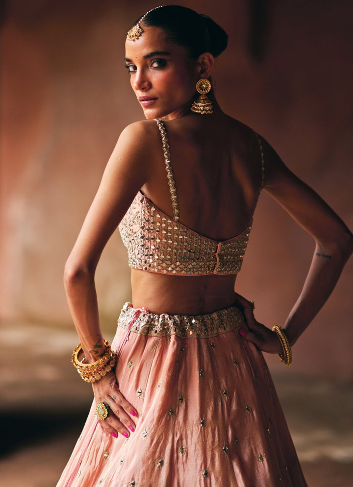 Dusty Peach Banarasi Tissue Lehenga Set Angad Singh - Fabilicious Fashion
