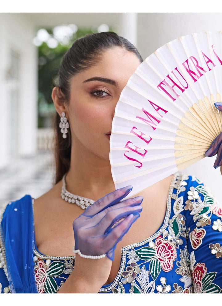 Electric Blue Georgette Lehenga Set With Draped Dupatta Seema Thukral - Fabilicious Fashion