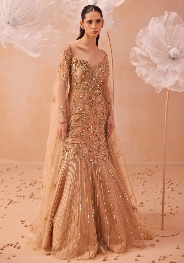 Gold Embellished Gown Parul Gandhi - Fabilicious Fashion