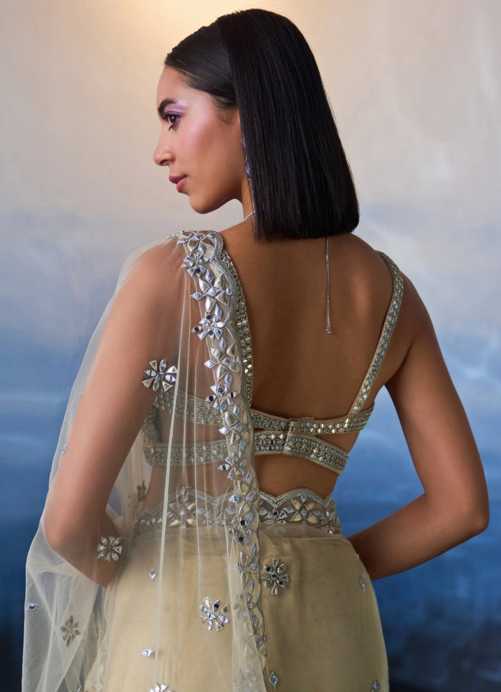 Gold Embellished Mirror Net Saree Angad Singh - Fabilicious Fashion