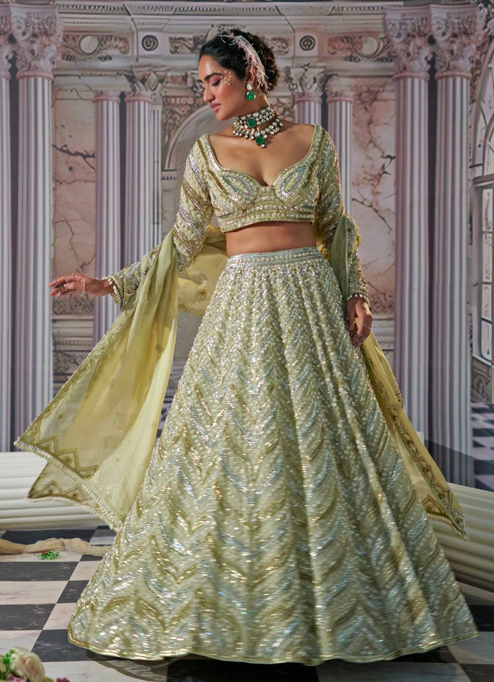 Gold Embroidered Organza Lehenga Nidhika Shekhar - Fabilicious Fashion
