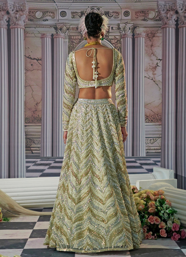 Gold Embroidered Organza Lehenga Nidhika Shekhar - Fabilicious Fashion