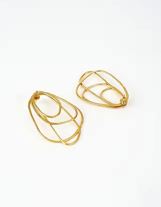Gold Plated Contemporary Hoop Earrings Vivinia by Vidhi Mehra - Fabilicious Fashion