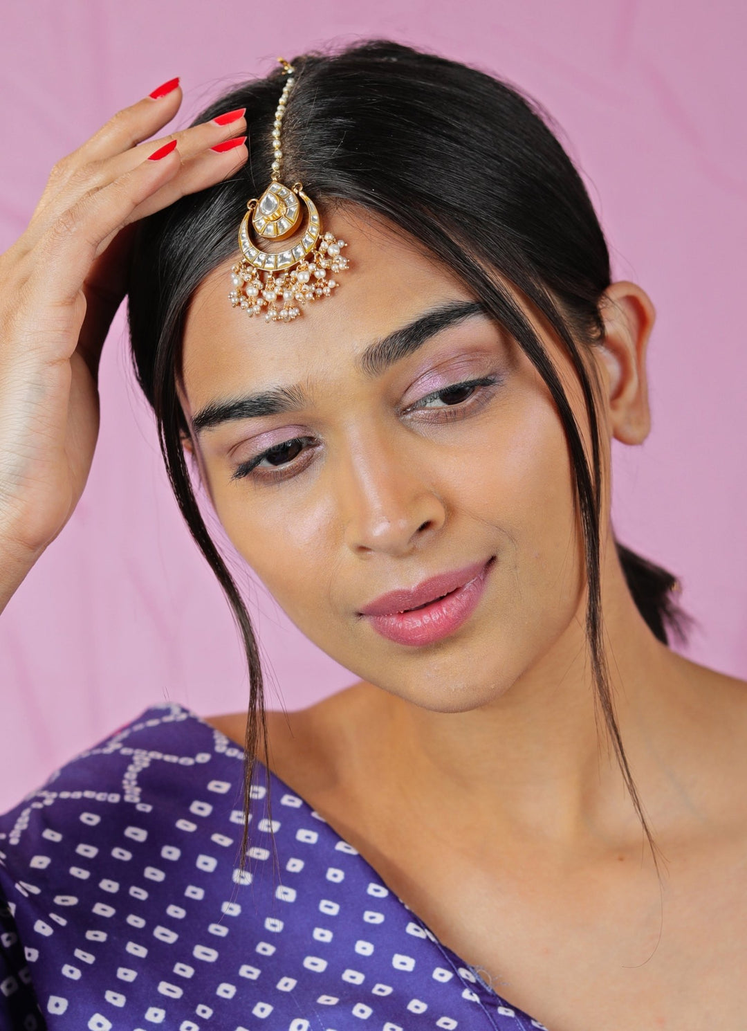Gold - Plated Jadtar Maang Tikka Riana by Shikha Jindal - Fabilicious Fashion