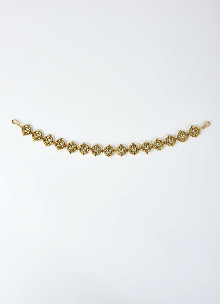 Gold Plated Kundan And Polki Matha Patti Vivinia by Vidhi Mehra - Fabilicious Fashion