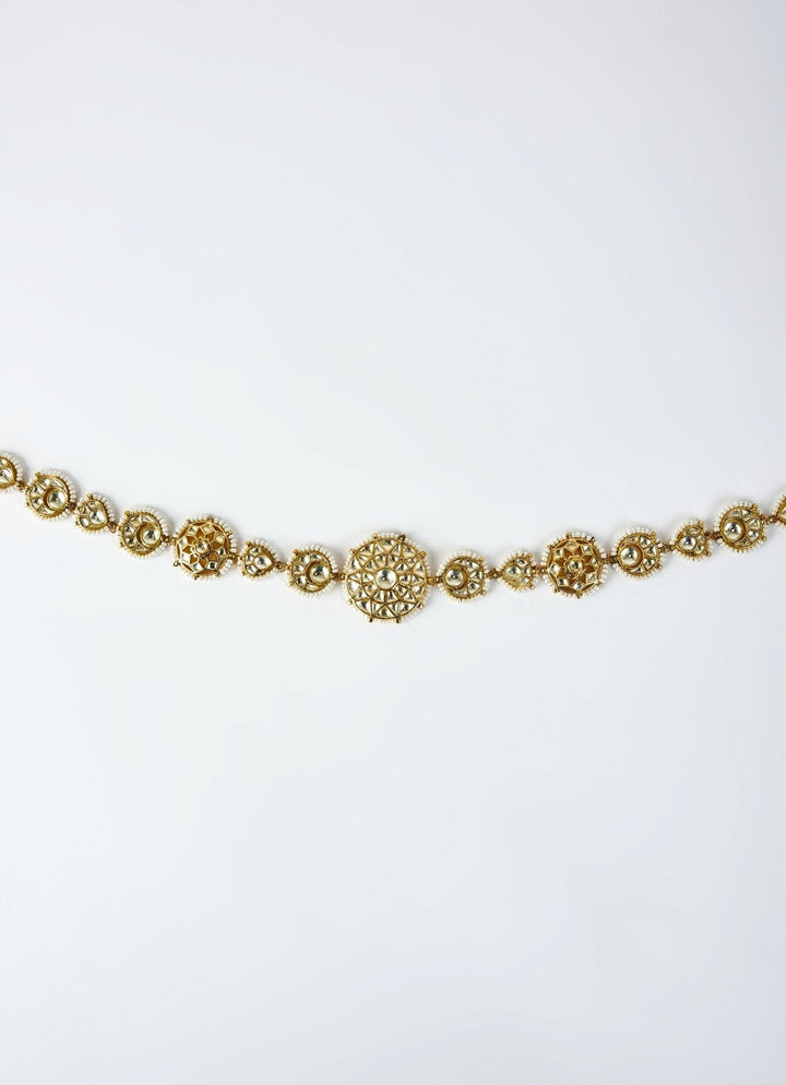 Gold Plated Kundan And Sequin Matha Patti Vivinia by Vidhi Mehra - Fabilicious Fashion