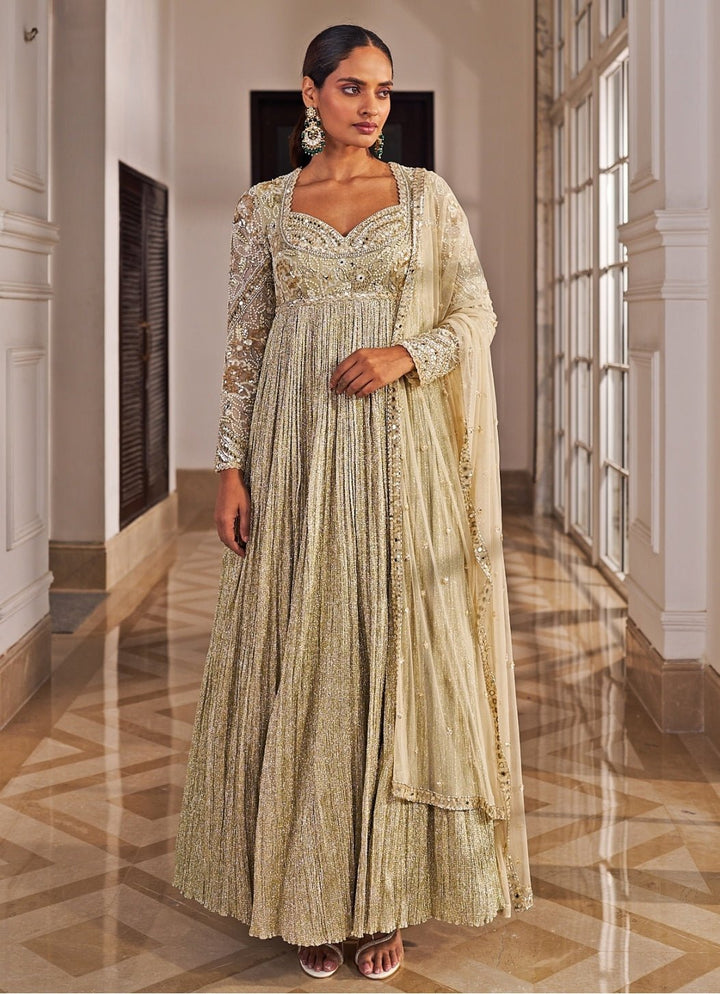 Gold Sequinned Anarkali Set Nidhika Shekar - Fabilicious Fashion