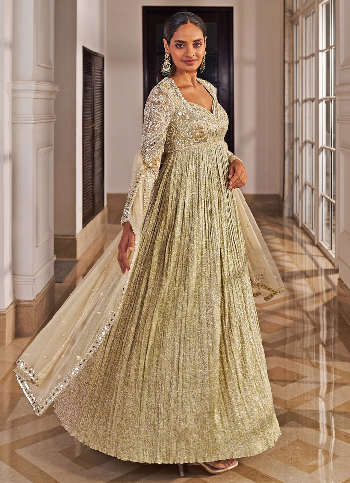 Gold Sequinned Anarkali Set Nidhika Shekar - Fabilicious Fashion
