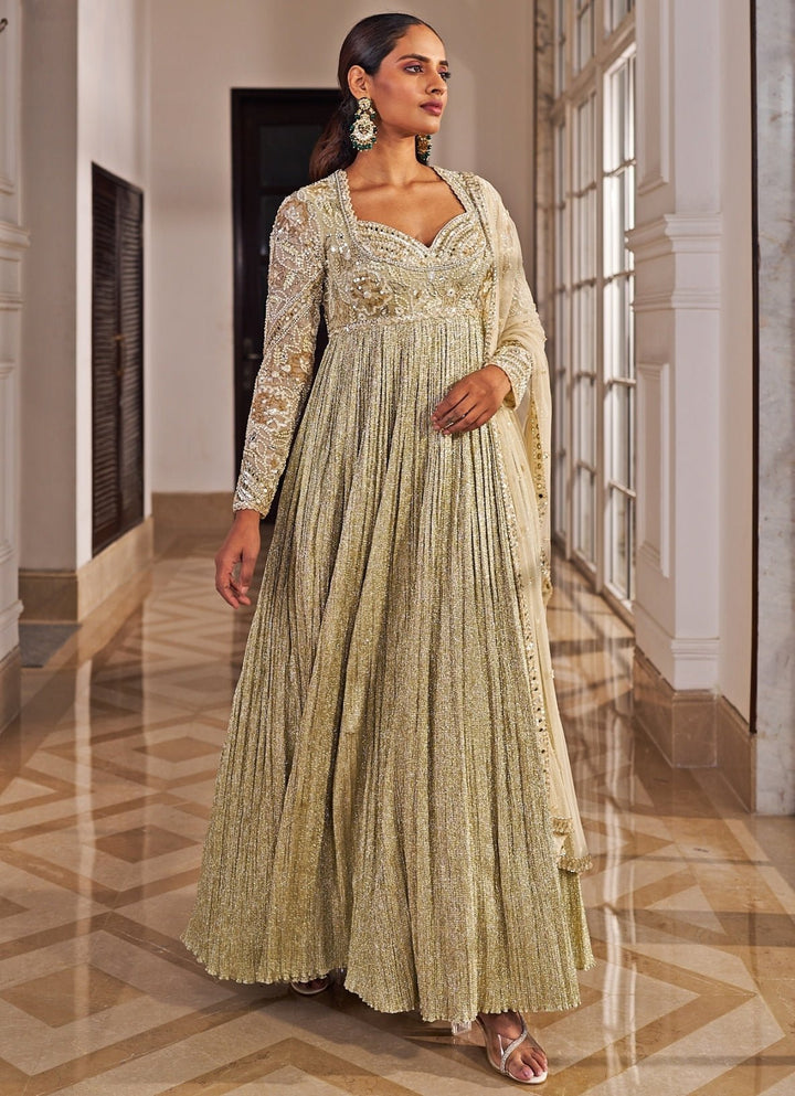 Gold Sequinned Anarkali Set Nidhika Shekar - Fabilicious Fashion