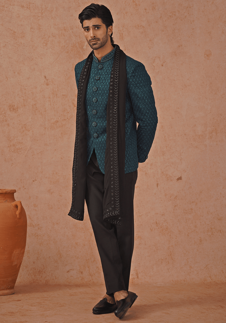Green Embellished Jodhpuri Set Kalpraag - Fabilicious Fashion