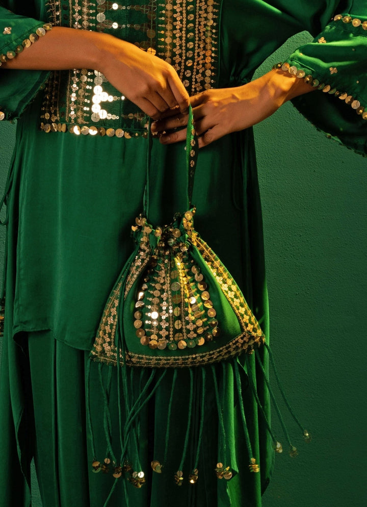 Green Embroidered And Handcrafted Potli Prahnaaya - Fabilicious Fashion