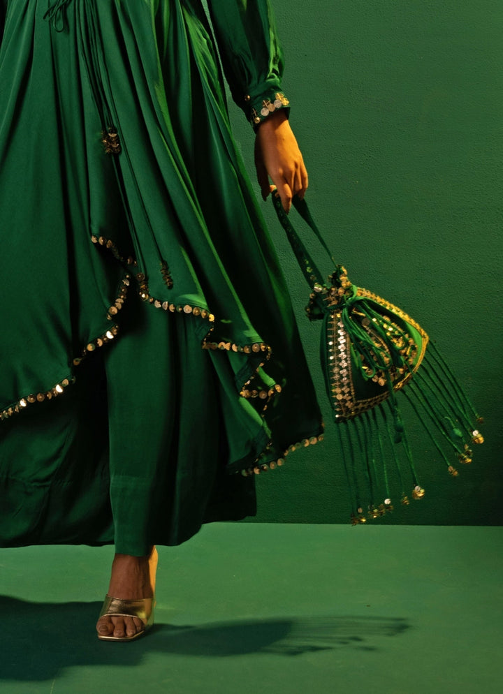 Green Embroidered And Handcrafted Potli Prahnaaya - Fabilicious Fashion
