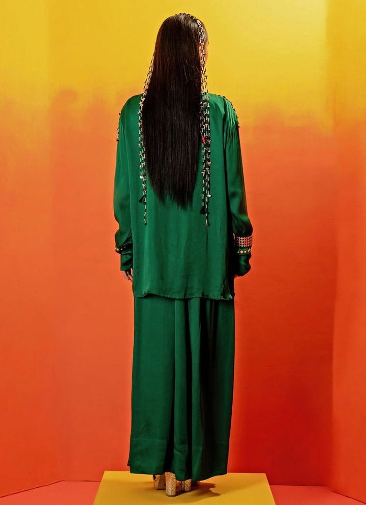 Green Embroidered Co - Ord Set Prahnaaya - Fabilicious Fashion