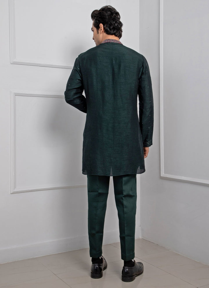 Green Embroidered Cowl Kurta Pant Set Smriti - Fabilicious Fashion