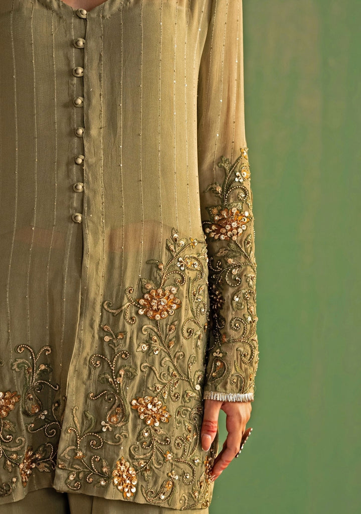Green Embroidered Georgette Kurta Sharara Set Studio Bagechaa - Fabilicious Fashion