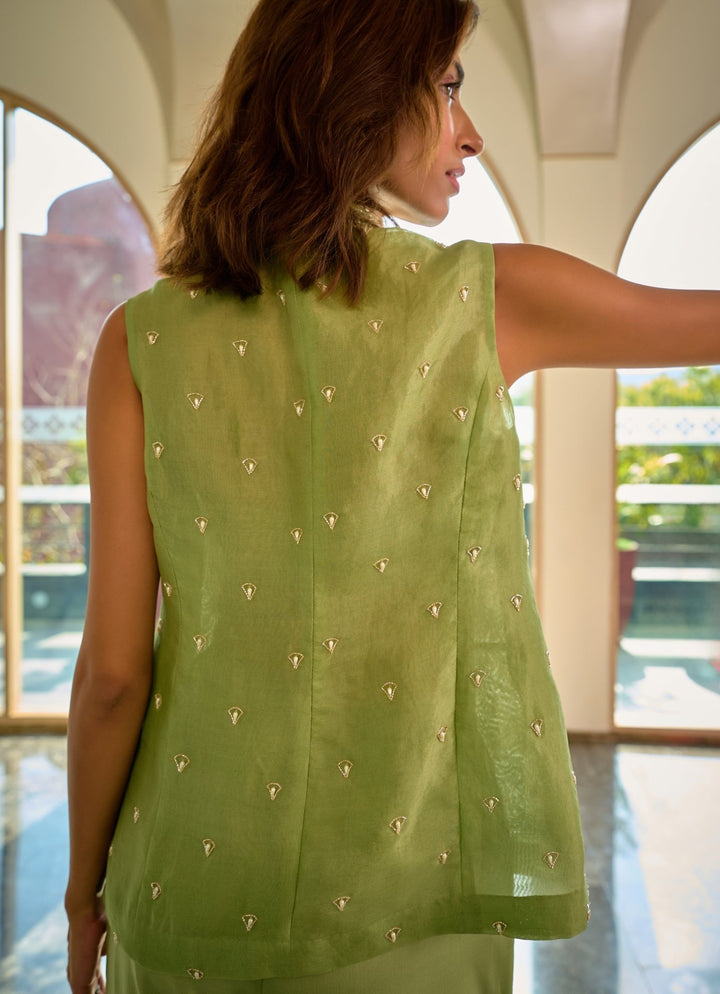 Green Pant and Jacket set Chamee and Palak - Fabilicious Fashion