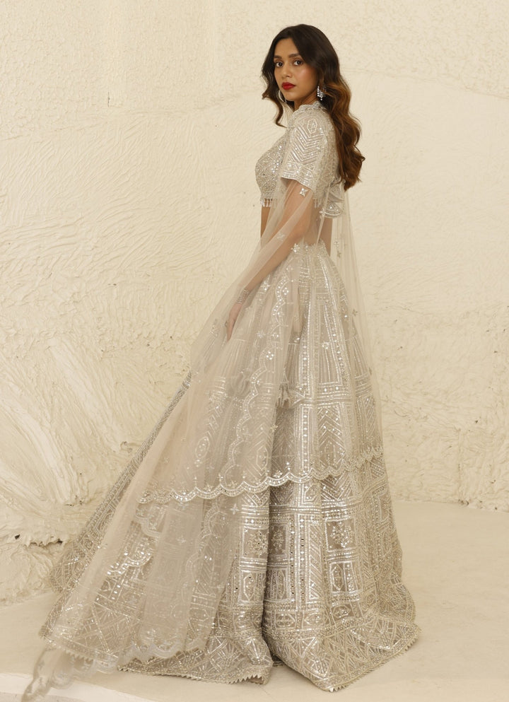 Grey Bridal Embroidered Lehenga Set Studio Iris - Fabilicious Fashion