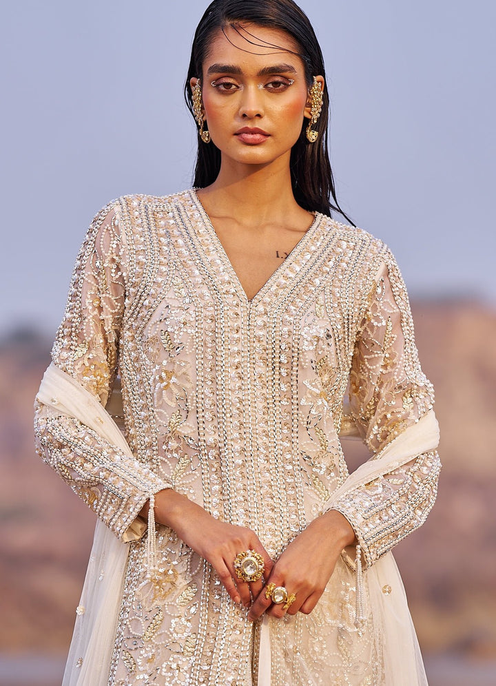 Ivory and Gold Kurta Lehenga Set Nidhika Shekhar - Fabilicious Fashion