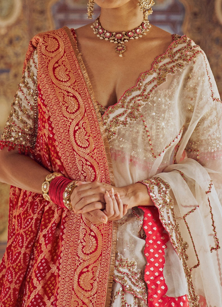 Ivory Embroidered Bridal Lehenga Set Nitika Gujral - Fabilicious Fashion