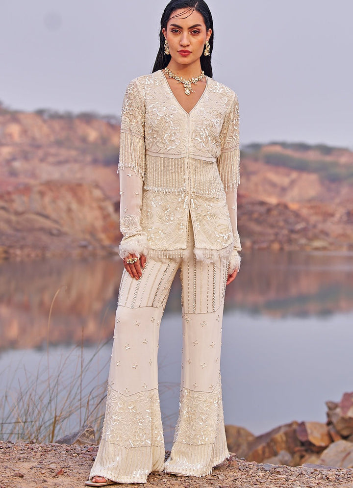 Ivory Embroidered Coord Set Nidhika Shekhar - Fabilicious Fashion