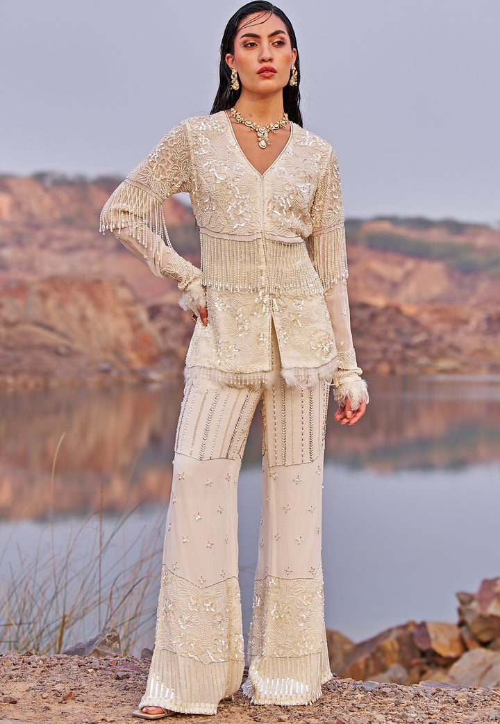 Ivory Embroidered Coord Set Nidhika Shekhar - Fabilicious Fashion
