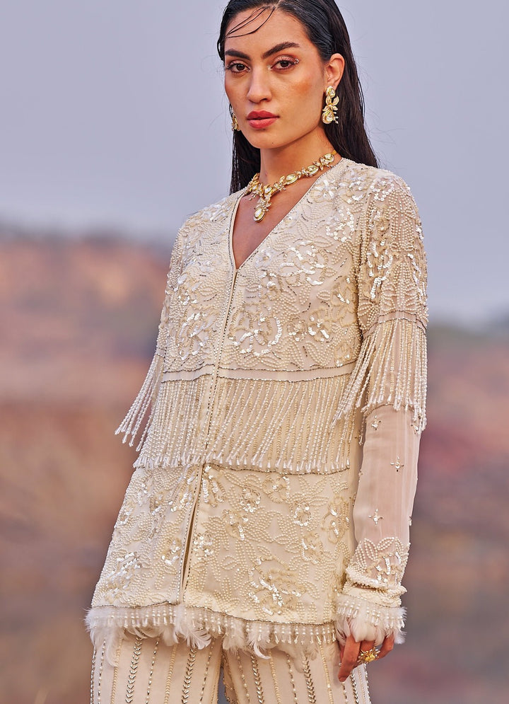 Ivory Embroidered Coord Set Nidhika Shekhar - Fabilicious Fashion