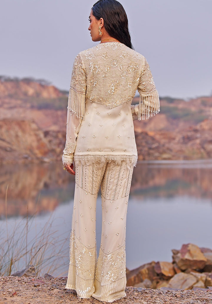 Ivory Embroidered Coord Set Nidhika Shekhar - Fabilicious Fashion