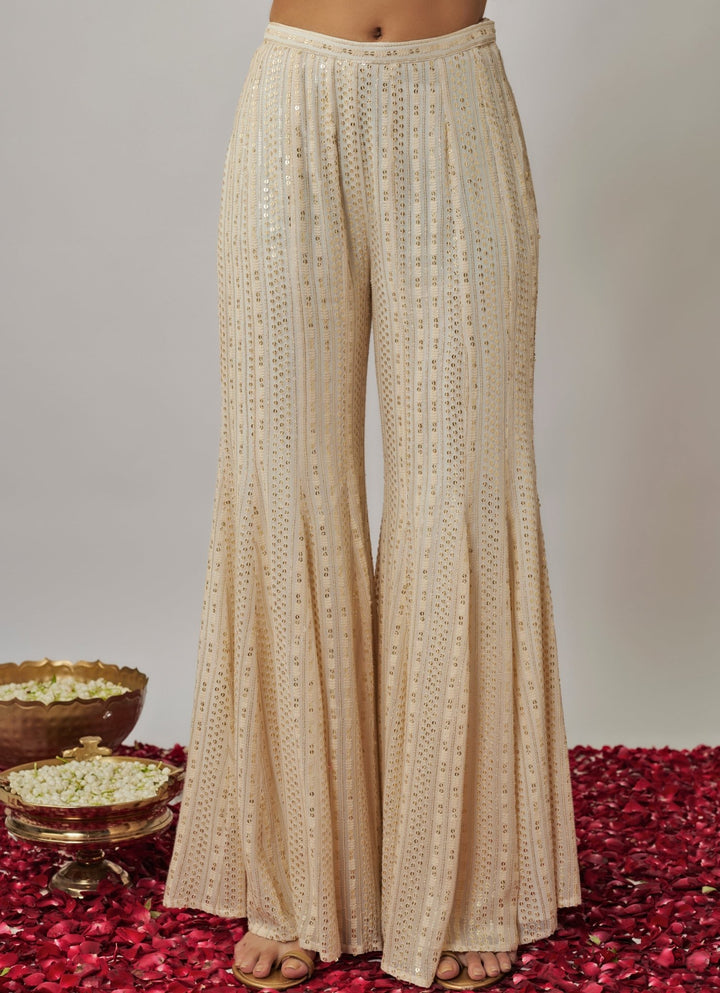 Ivory Embroidered Kurta Sharara Set Renee Label - Fabilicious Fashion