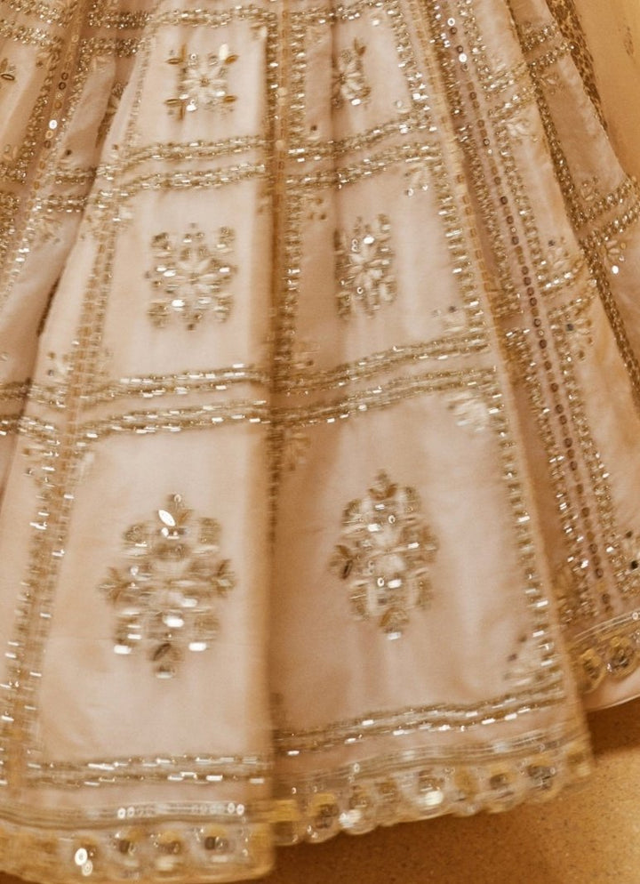 Ivory Embroidered Organza Bridal Lehenga Prevasu - Fabilicious Fashion