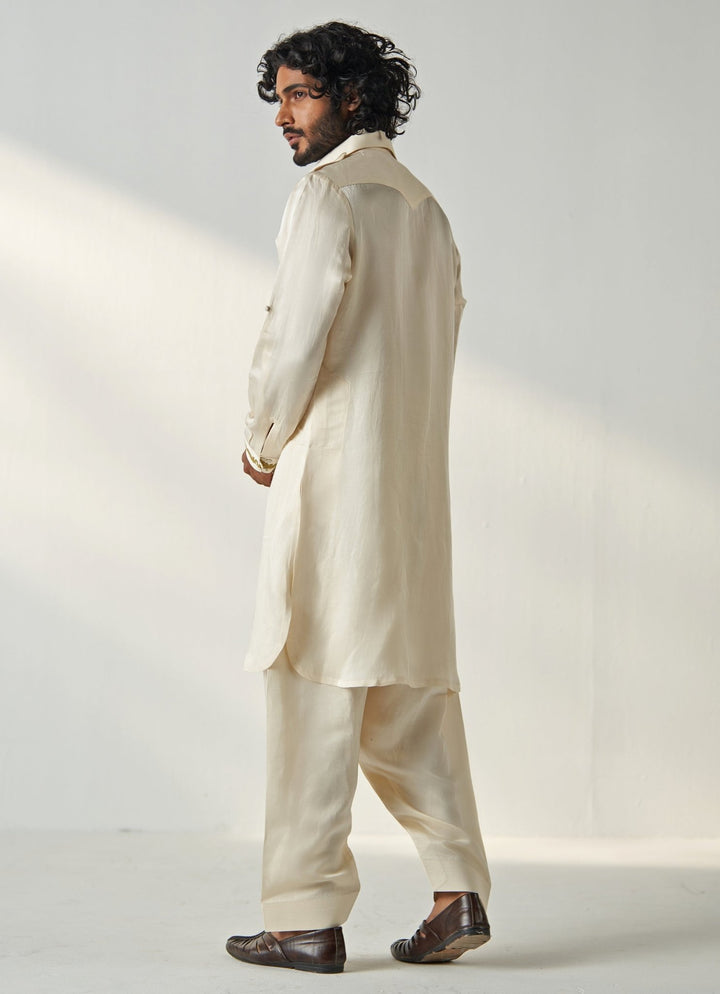 Ivory Embroidered Pathani Kurta Set Studio Bagechaa - Men - Fabilicious Fashion