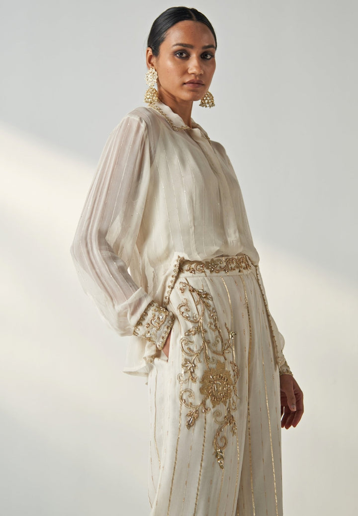 Ivory Embroidered Shirt And Pant Set Studio Bagechaa - Fabilicious Fashion
