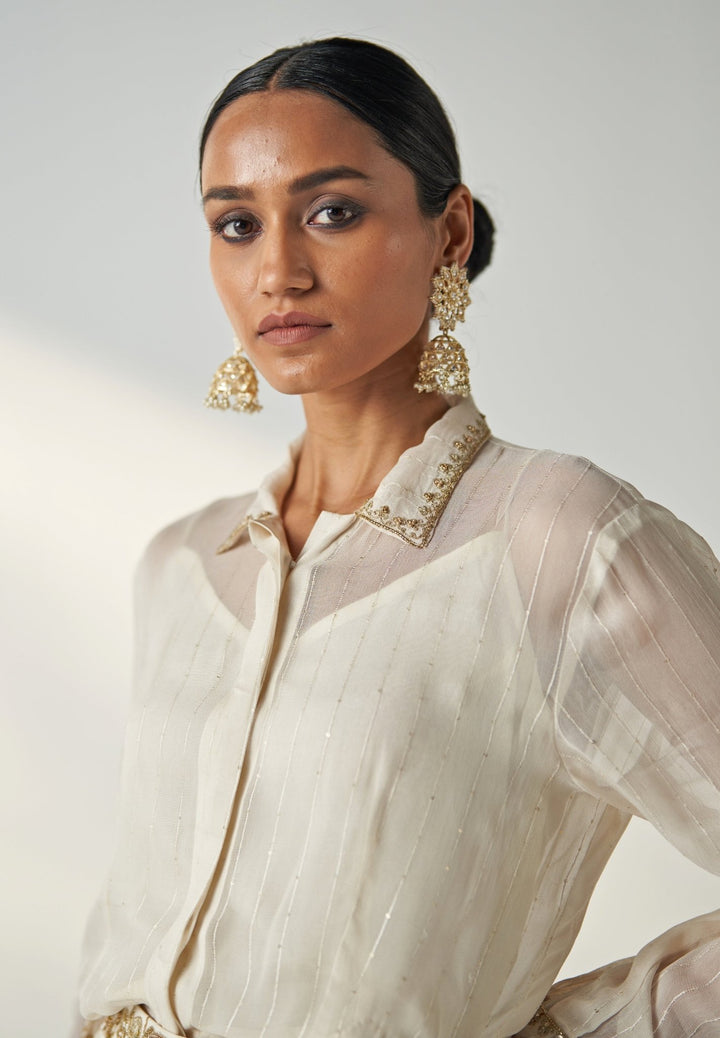 Ivory Embroidered Shirt And Pant Set Studio Bagechaa - Fabilicious Fashion